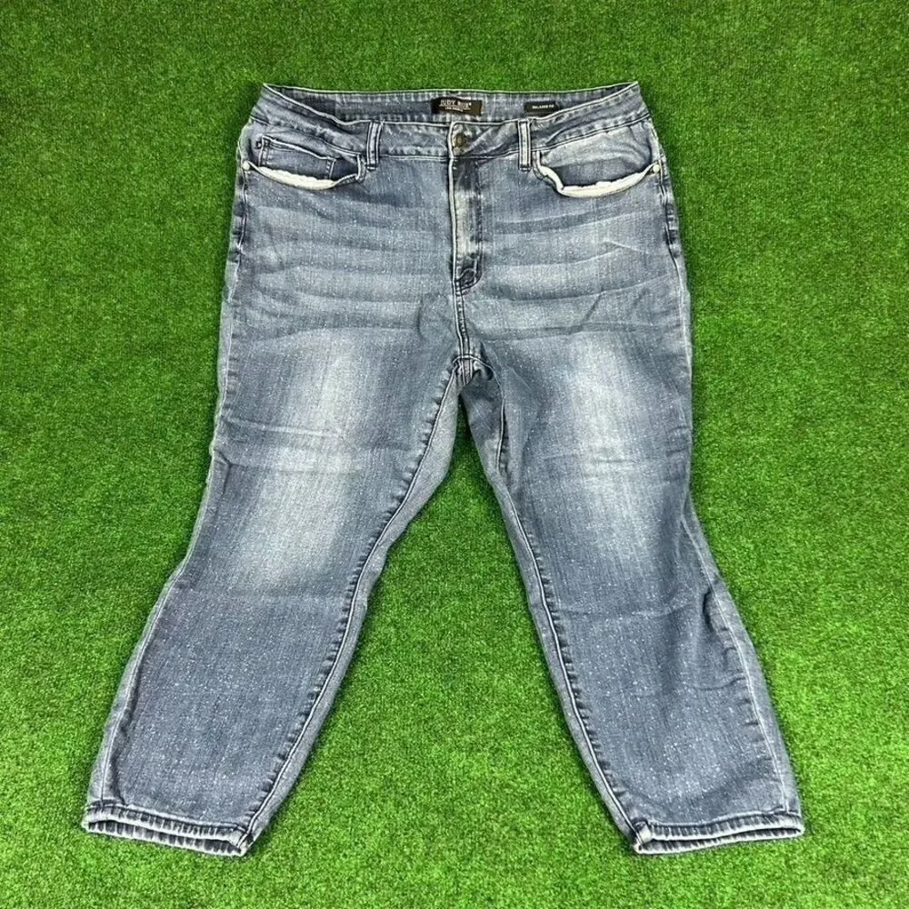 Judy‎ Blue Womens 22W Relaxed Fit Jeans Bleach Splattered Speckled Stretch Denim - Picture 2 of 9
